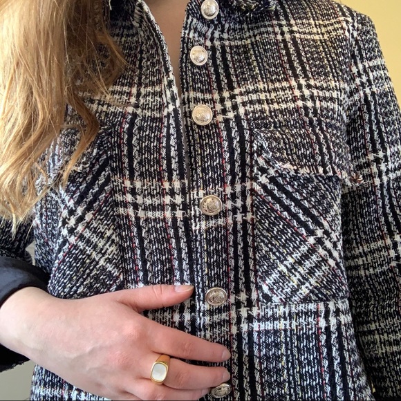 DONATED Black and white tweed plaid Chanel style jacket - Picture 2 of 7